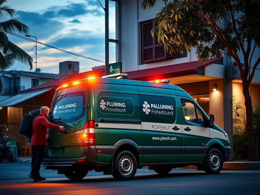 VaporDex emergency response van parked outside a Malaysian shophouse